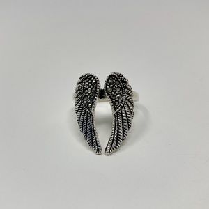 Angel Wing Ring sterling silver 925 for women with small zirconia